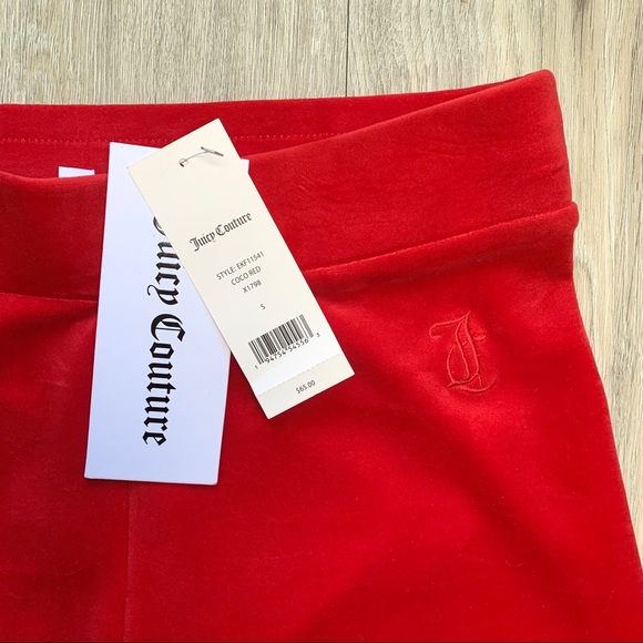 Y2K Juicy Couture Velour Legging Tack Pant Coco Red - Picture 6 of 8